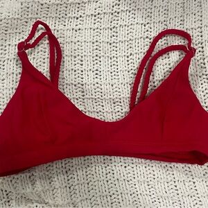 Red Women's bikini top with braided straps